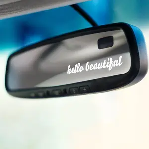 Hello Beautiful Sticker - Cute Self Love Car Mirror Visor Gift Sticker - 5 Inches Vinyl Decal - Waterproof & UV-Resistant - PLKISS0007