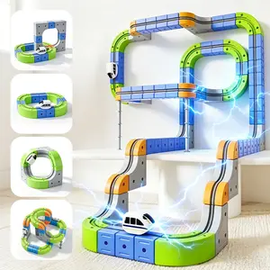117/94/51/18 Pcs Electric Train Track Building Set, DIY Race Track Construction, Anti-Gravity Standing Toy, USB Charging Included