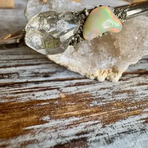 Opal And Herkimer Bangle Bracelet