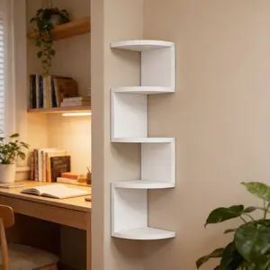 Wall Corner Shelf Organizer, Wall-Mounted Bookshelf, Creative Simple Minimalist Design, Multi-Layer Wood Plastic Board, Home Storage Solution