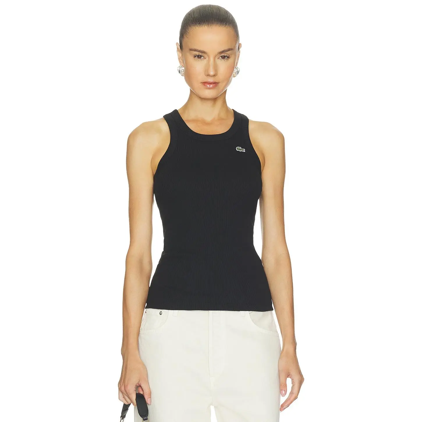 Lacoste Slim Fit Twill Tank in Black