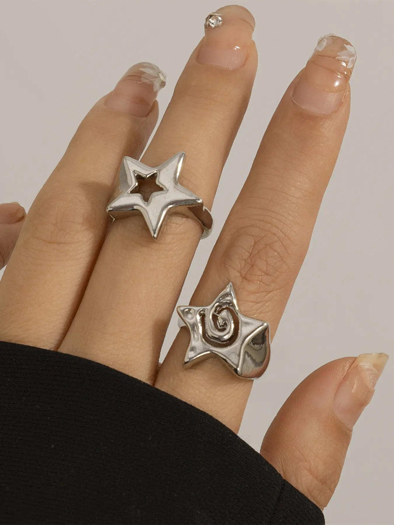 Y2K Rings for Women Men Adjustable Star Ring for Women Silver Rings Y2K Rings Men Vintage Rings Stainless Steel Rings for Women Men Party Club Music Festival Y2K Accessories Y2K Jewelry Stackable Rings Stackable Finger Rings