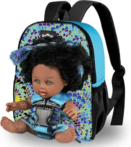 Nice2you 10-Inch Black Reborn Doll with Backpack for Girls, Lifelike and Stylish, Safe and Durable, Ideal Gift for 2-6 Year Olds