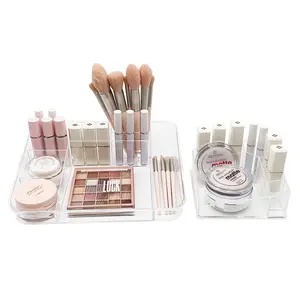 Makeup Organizer Tray with Lipstick Holder Cosmetic Display Case for Bathroom Drawers Vanities Office Desk Clear - Pack, Mother Racks Gift