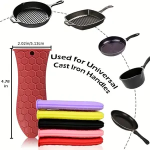 Single Silicone Hot Handle Holder, Silicone Hot Frying Pan Handle Cover, Heat-Resistant Protective Sleeve, Non-Slip Pot Iron Handle Cover Suitable for Kitchen, Home, Cast Iron, Frying Pans (Small Size)