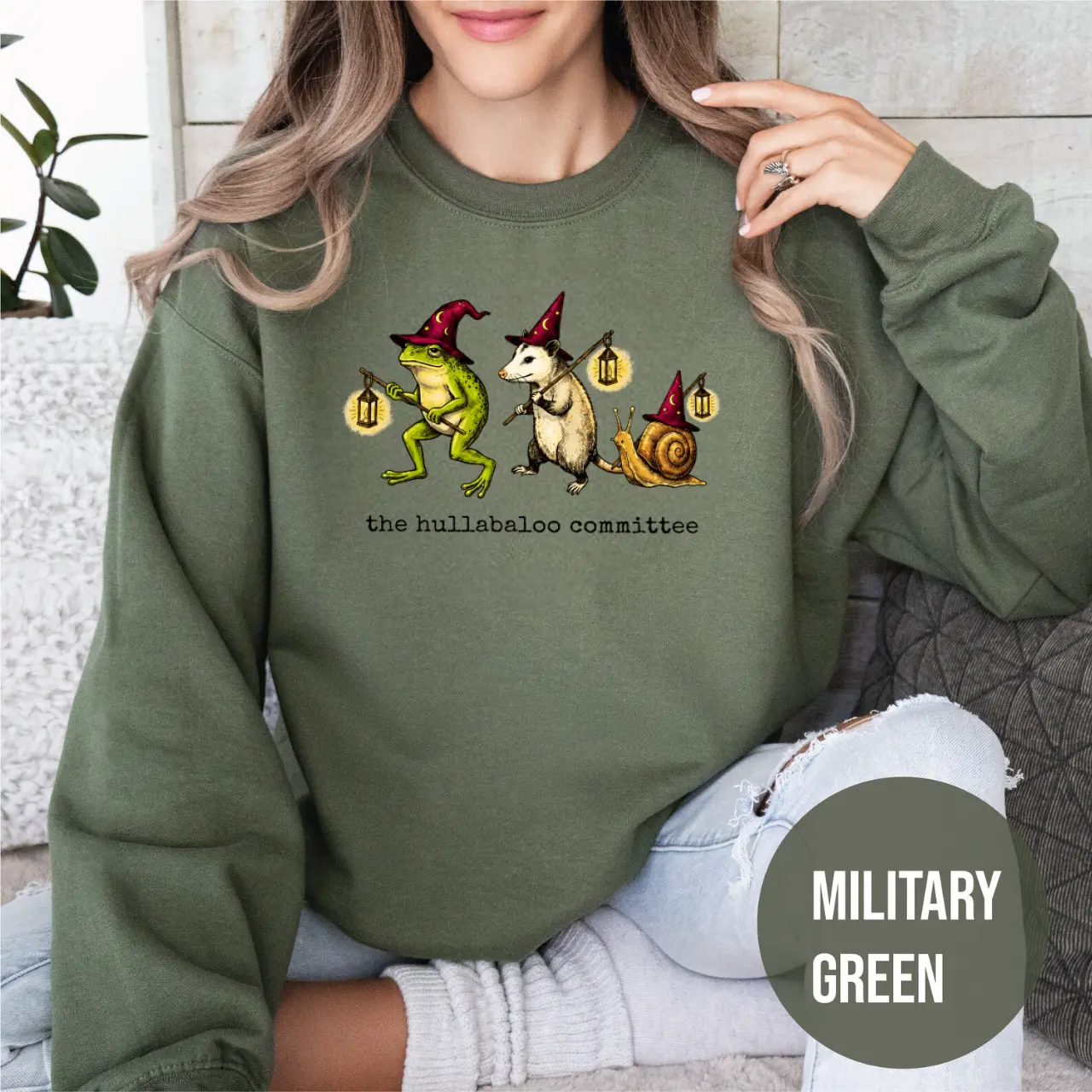 Whimsical Animal Cottagecore Sweatshirt, Wizard Frog Opossum Snail Graphic Crewneck, Cute Back to School Nature Sweater, Magical Woodland Gift for Women