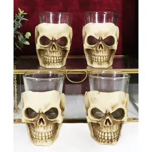 Skull Shot Glass Set of 4 Shot Glasses Great for Whiskey Vodka Tequila or Scotch