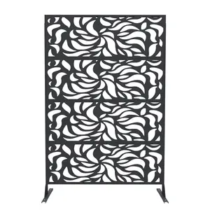 Gaomon Decorative Metal Garden Fence Panels, Black Outdoor Scroll Design Border, Powder Coated Rust-Proof, Easy Install Snap-Together, with Ground Stakes for Flower Beds
