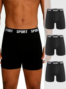 3 pcs Men's solid color long underwear, Athletic sport underwear, Breathable quick drying elastic waistband sports pants, Suitable for daily wear and exercise fitness