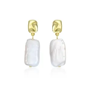 DW Baroque Pearl Earrings for Women 18K Gold plated Bronze