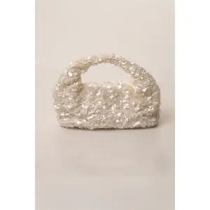 White Main Event Sequin Handbag