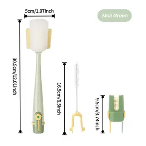 Five-In-One Bottle Cleaning Brush for Cups and Kitchen Tasks, Long Handle Multi-Functional Sponge Brush for Bottle Lids and Insulated Cups, Bottlewasher Cleaner