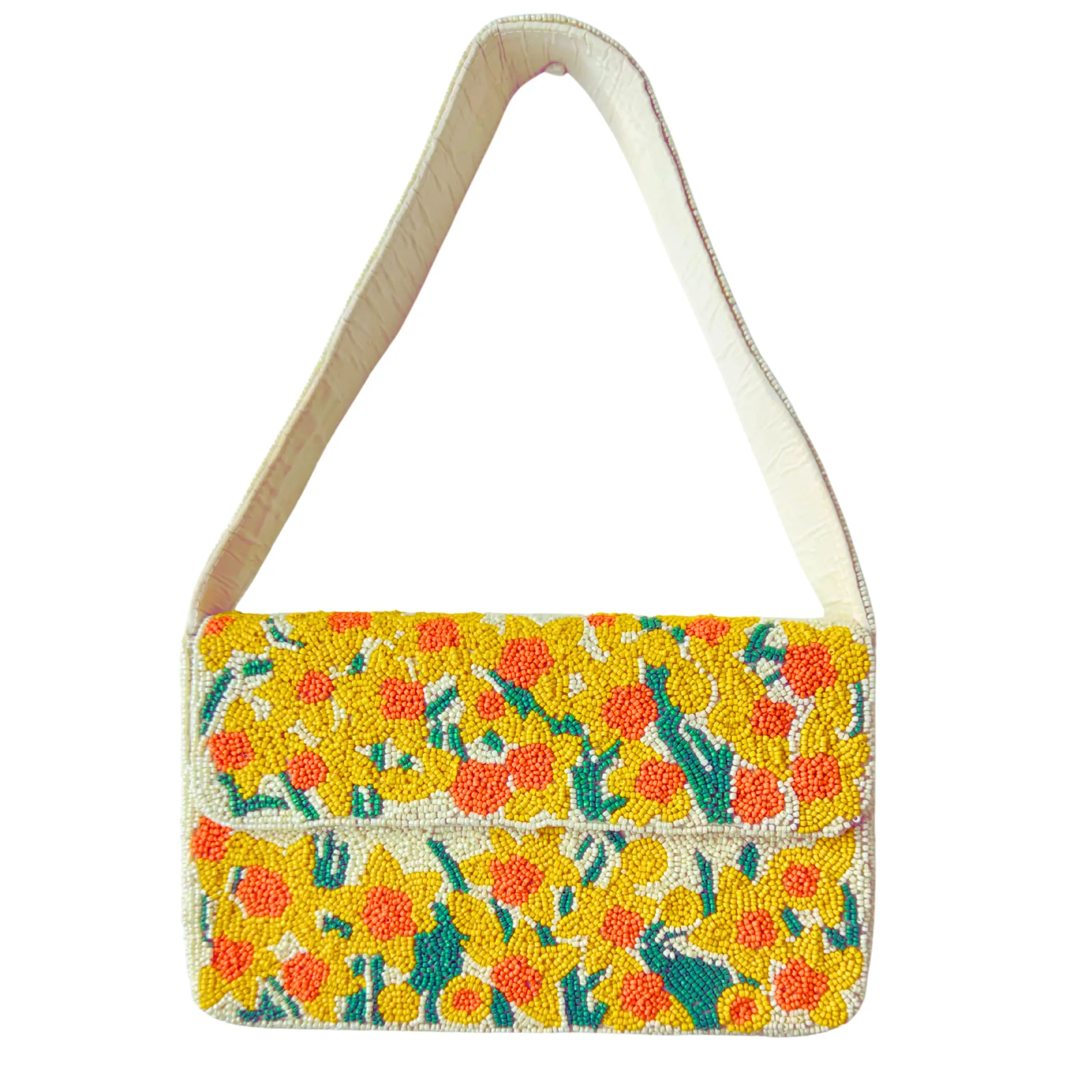 Daffodil Beaded Shoulder Bag – Handmade Spring Flower Purse