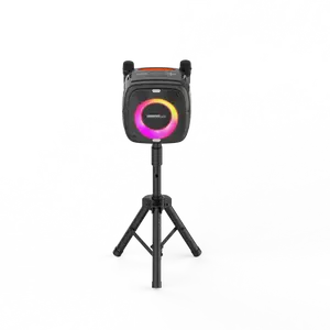 80W Portable Bluetooth Speaker with Two Microphones and tripod stand,  Black