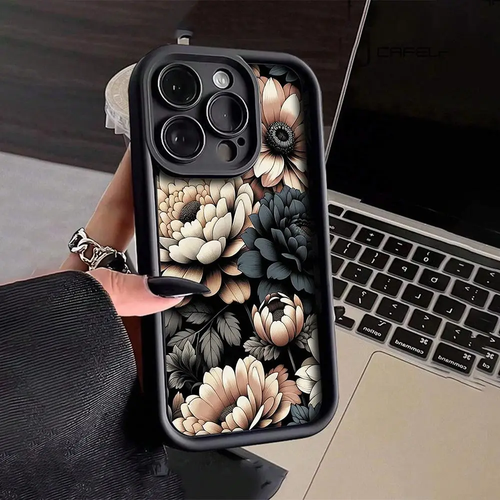 Floral Pattern Phone Cases, Cell Phone Case for Apple Smartphone, Shockproof Phone Protective Cover, Phone Accessory Compatible with iPhone 15 Pro Max