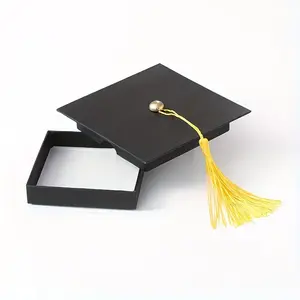 1pc Black Graduation Cap Themed Gift Box with Tassel - Elegant Doctoral Cap Design, Perfect for Graduation Celebrations, Party Favors, Graduation Gifts, and Gift Wrapping, Graduation Party Decorations