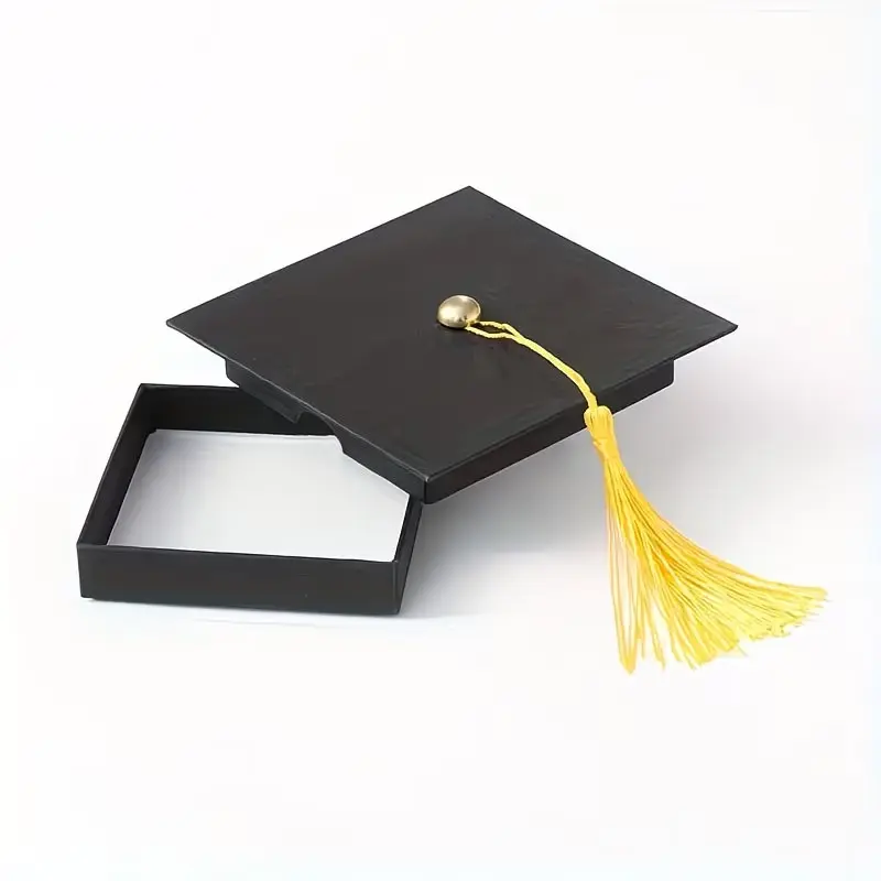 1pc Black Graduation Cap Themed Gift Box with Tassel - Elegant Doctoral Cap Design, Perfect for Graduation Celebrations, Party Favors, Graduation Gifts, and Gift Wrapping, Graduation Party Decorations