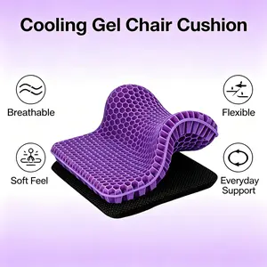 Large Gel Seat Cushion, Breathable Honeycomb Chair Pad with Soft Flexible Support, Cooling Gel Cushion for Office Chair, Home Chair, Car Seat & Daily Sitting, 15.75 x 13.39 x 0.78 in