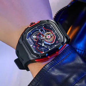 V12 Engine Track Watch Men's Skeleton Quartz Watch Stylish Trendy Wristwatch