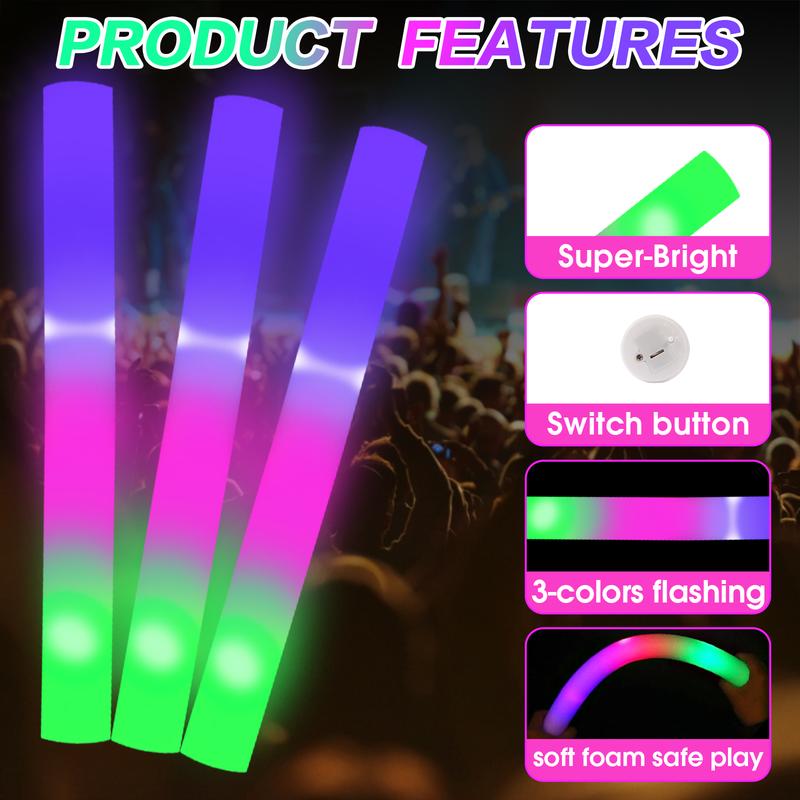 50-Pack LED Glow Sticks - Multi-Color  Sticks with 3 Dynamic Modes | Battery Operated Party Supplies for Festivals, Raves, Weddings & Holidays | Perfect Party Favors, Decor + Gifts for BF/GF & Festive Celebrations Chrimas favors