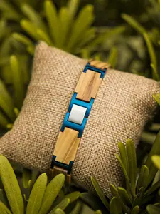 1 piece Men's Wooden Bracelet, Stylish Wood & Stainless Steel Combination, Unique Design, Perfect Gift for Him, Durable Material