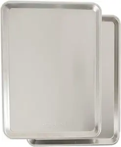 Naturals Aluminum Commercial Half Sheet - USA Made Cookie Sheet Pan, 2-Pack