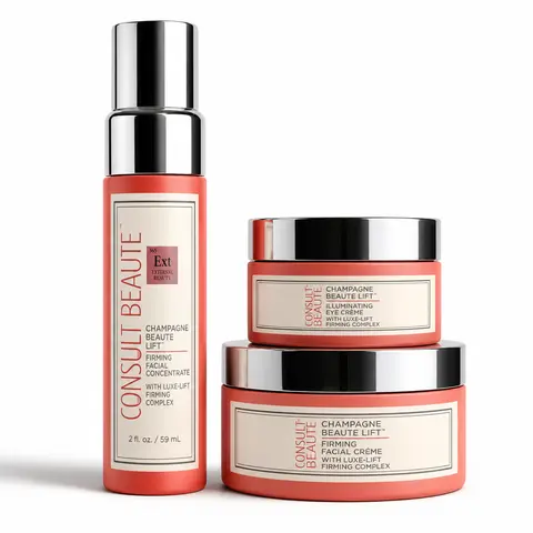 Champagne Beauté Lift Trio | Firming Facial Concentrate, Créme & Eye Cream to Lift, Sculpt & Smooth for a Youthful Look
