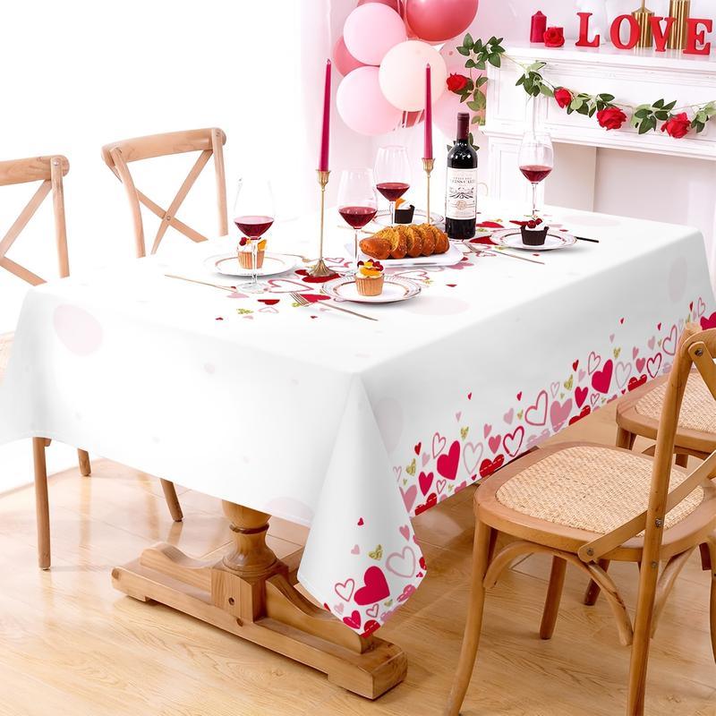 Charming Pink Love Heart Tablecloth for Valentine's Day - 60x84 Inches, Perfect for Parties, Picnics & Anniversaries
