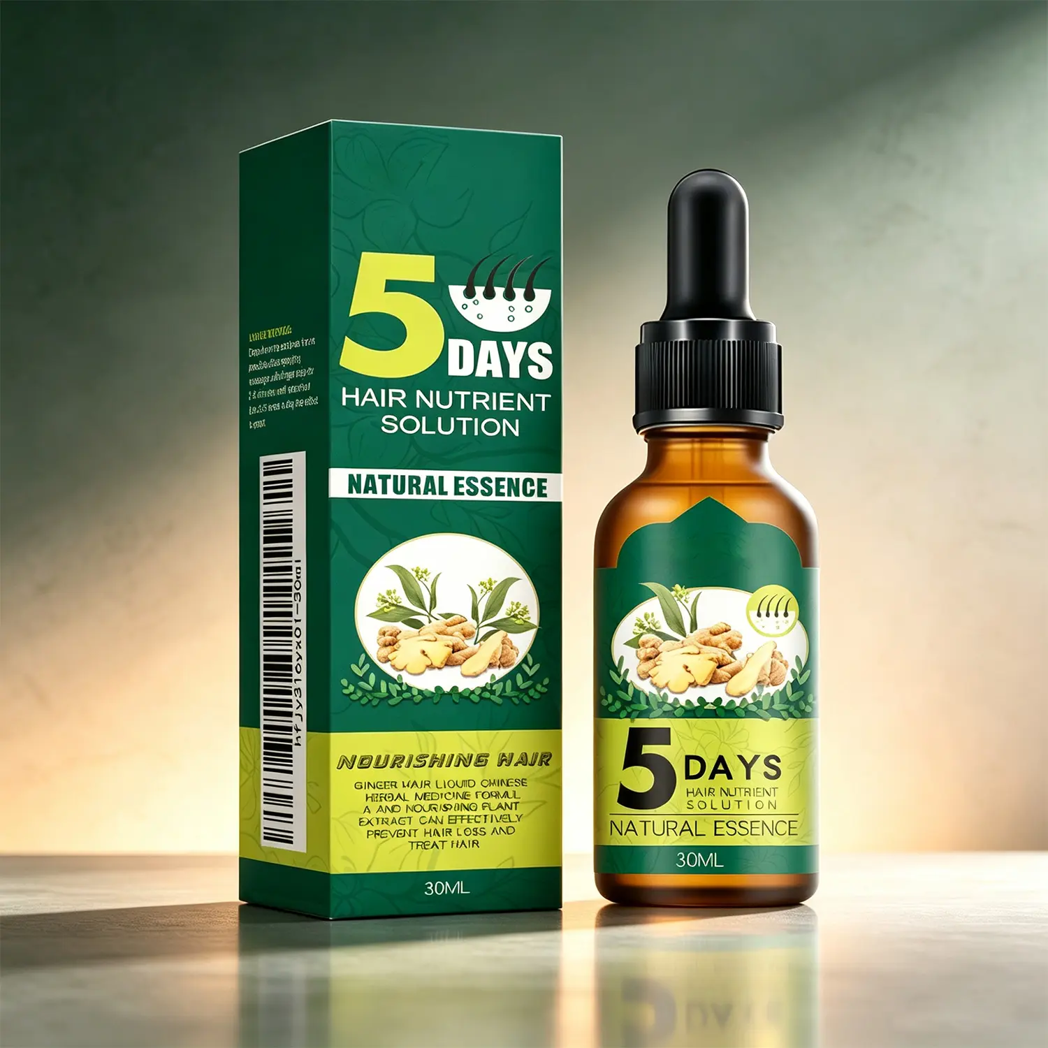 Ginger Hair Care Oil with Biotin & Plant Extracts – Nourishing Scalp Serum for Dry Frizzy Hair, Strengthens Roots Softens Strands, All Hair Types 30ML