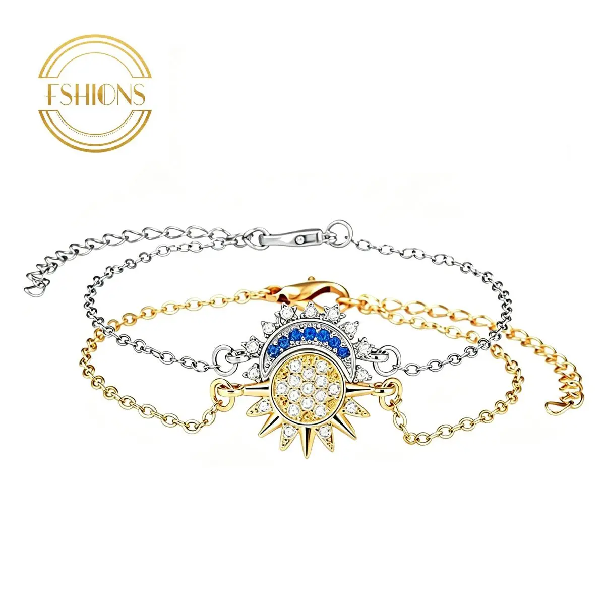 Sun Moon Couple Bracelet Set, Magnetic Matching Sun and Moon Jewelry with Zircon Inlay, Adjustable Cord Friendship Bracelets for Women Men, Celestial Couple Gift for Valentine Anniversary