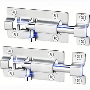 7-piece heavy-duty stainless steel barrel bolt lock set, Door Hardware, with 1 bolt lock +6 mounting screws-smooth movable security door lock, suitable for cabinets, closets, shacks, portals-commercial safety locks