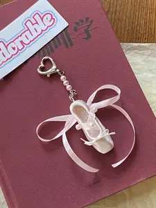 Satin Ballet Shoe Keychain, Elegant Ballet Shoe Accessory, Bag Charm, Wedding Favor, Women's Birthday Gift, Handmade