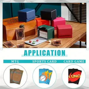 Leather Flip-Top Side Insert Card Box, Game Peripheral Storage Case, Yu-Gi-Oh! Collection Organizer, Durable & Stylish Design