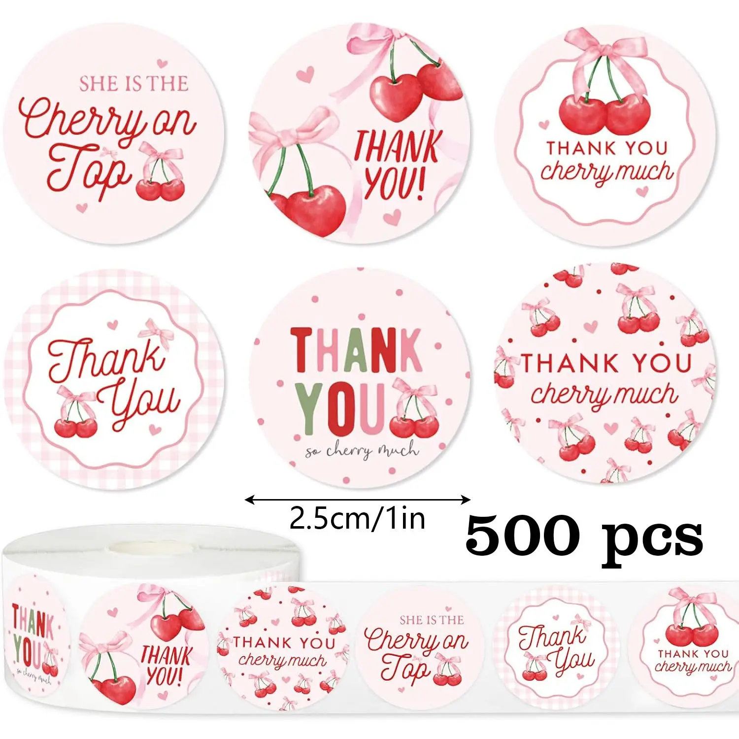 500pcs/roll Strawberry Thank You Stickers, Wedding Party Birthday Gift Tags, Free Gift Labels, Round Decorative Stickers, Graduation Bridesmaid Easter Gifts, Circle Stickers