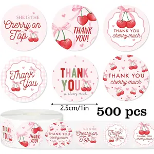 500pcs Strawberry Thank You Stickers, Strawberry Labels for Weddings, Parties, Birthdays, Gift Wrapping, Graduation Decorations