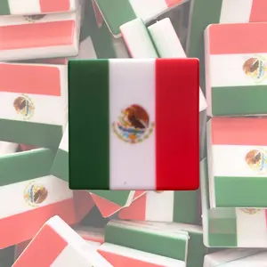 Meixco Silicone Focal Beads Square Mexican Flag 28mm Food Grade Flexible Jewelry Making Beads with 3mm Hole for Pens Keychains and More