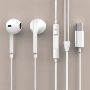 Wired In-Ear Headphones with Mic and Volume Control, Portable Earbuds for Type C Devices and Android Phones, Yz002 Model