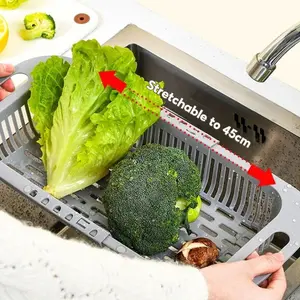 Adjustable Sink Drainer Basket, Drying & Washing Fruits & Utensils, 1 Pcs Expandable Kitchen Utensil Organizer, Hollow Out Design to Drain, Organize, Wash Fruits & Vegetables, Kitchen Gadgets, Apartment Accessories,   2025 Dealsforyoudays