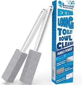 2 Pack Pumice Stone for Toilet Cleaning, Extra Long Handle for Removing Bowl Ring, Pool, Bathroom, Toilet Brush