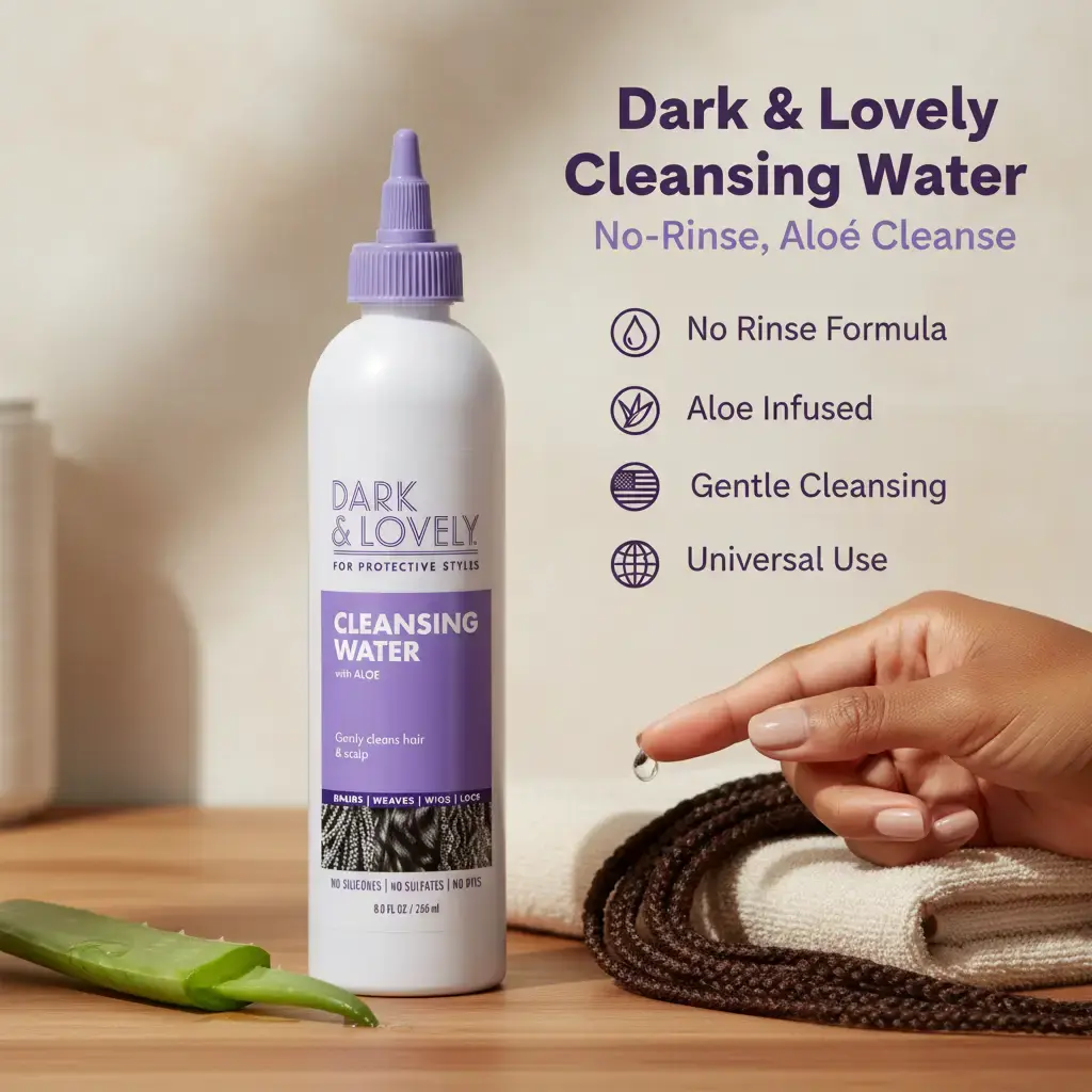 Dark & Lovely Protective Style Shampoo, No-Rinse Cleansing Water with Aloe, Soothes Scalp, Liquid Haircare, 8 oz, Fragrance, Cleanser, Glycerin, Gentle, Protective Styles, Dark And Lovely Products, Us, Peppermint, Any