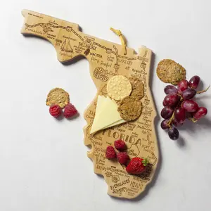Totally Bamboo Destination Florida State Shaped Cutting Board, Charcuterie and Cheese Serving Board – Florida Gift for Home Décor or Everyday Kitchen Use