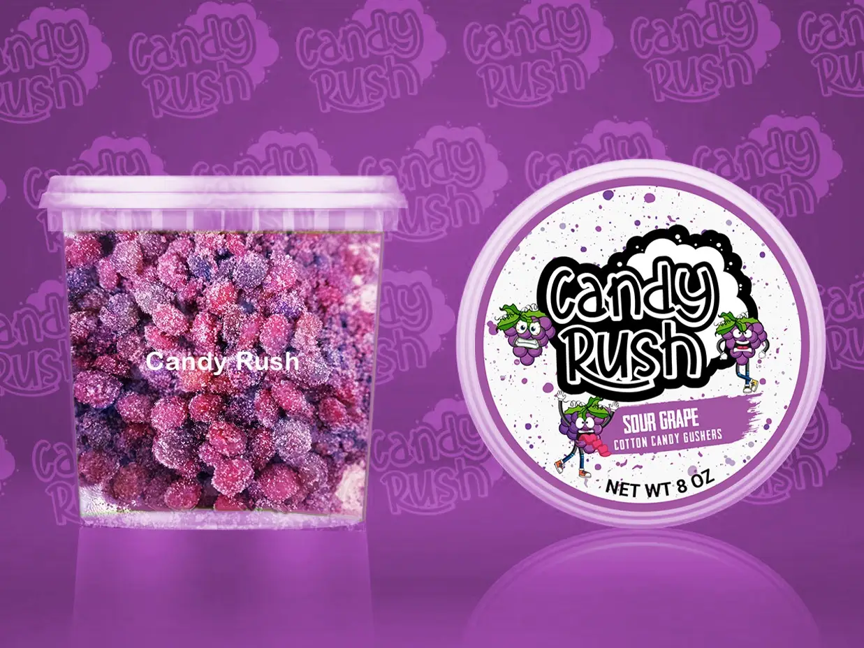 Sour Grape Cotton Candy Gushers Viral Sour Tiktok Candy Rush Snack fruit blasts gushies