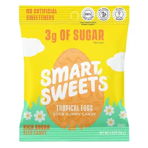 SmartSweets Tropical Eggs Easter Candy: 1.8oz (Pack of 14), Gummy Candy with Low Sugar, Low Calorie, No Artificial Sweeteners, Plant-Based, Gluten-Free, Healthy Snack for Kids & Adults