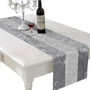 Glitter Tablecloth, 1 Count Modern Solid Color Rhinestone Tablecloth, Fashionable European Style Tablecloth for Home Dining Table Party Wedding Decoration, Picnic Table Cover