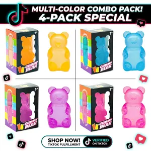 4pcs counts Gummy Bear - Sensory Fidget Toy with Jelly-Like Filling, Squeeze Toys, Stress Toys, Stress Relief Toys, Fidget Toy, Birthday Gifts, Gift Bag Stuffing