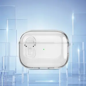 Transparent Anti-Drop Earphone Case with Button Clip, Headphone Storage, Compatible with AirPods 4/3/pro2/pro/1/2, Protective Cover for Apple Earbuds