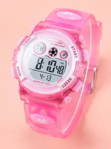 Skmei Sporty Digital Watch, Fashion Waterproof Dial, 5atm Waterproof, Electronic Movement, Dial, Band, Round Case, Abs Material, 38mm Diameter