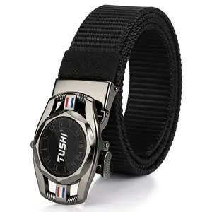 Men's Tactical Nylon Ratchet Belt Heavy Duty Webbing Belt with Automatic Slide Buckle TSA Friendly Hole less Fabric Belt for Daily Business Casual Outdoor Trim to Fit Infinite One Size Fits Most durable Waist Dress modern Adjustable unique vintage design