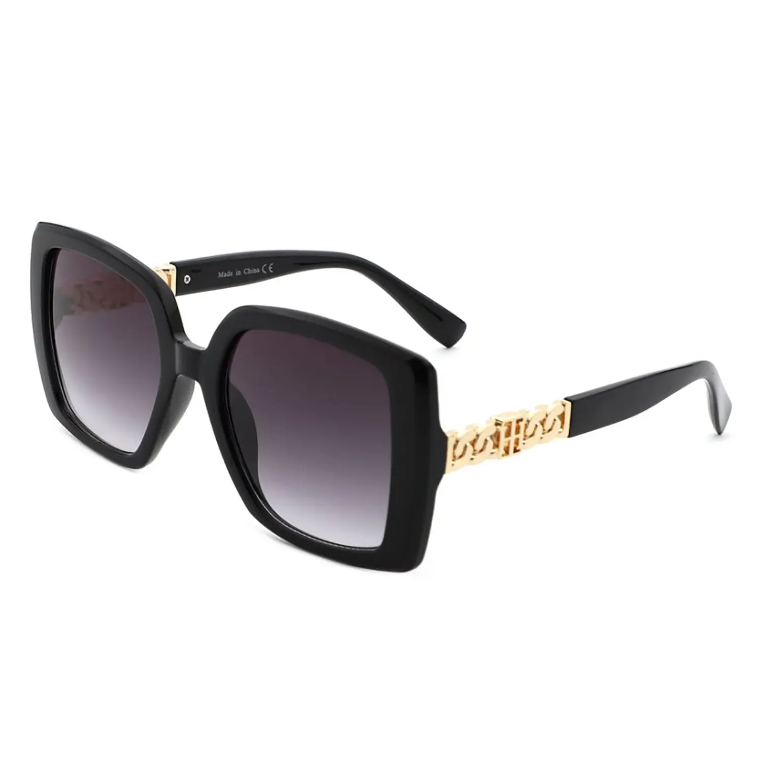 Women's Fashionable Vintage-Frame Gradient Big Sunglasses, Stylish Female Eyewear S2139-C1, Fashionable Sunglasses, Trendy Styling Sunglasses