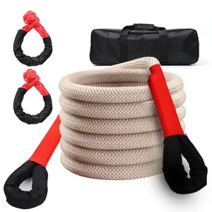 Kinetic Recovery Rope（1"×32ft- 48,500Lbs） Heavy Duty Offroad Recovery Rope Kit, with 2 Soft Shackles for Trucks, Pickups, Tractors, SUV, ATV kinetic recovery tow rope hook